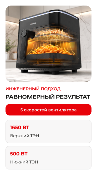 Аэрогриль DEMIAND HARRINGTON DK-5100/Черный с Wi-Fi управлением