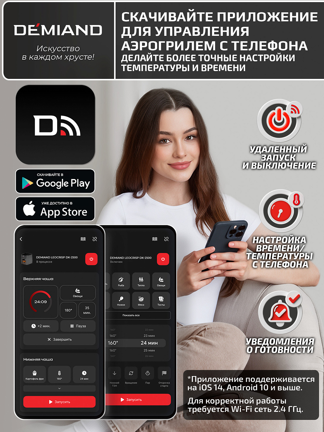 картинка Аэрогриль DEMIAND LEOCRISP DK-2500/Черный-Wifi