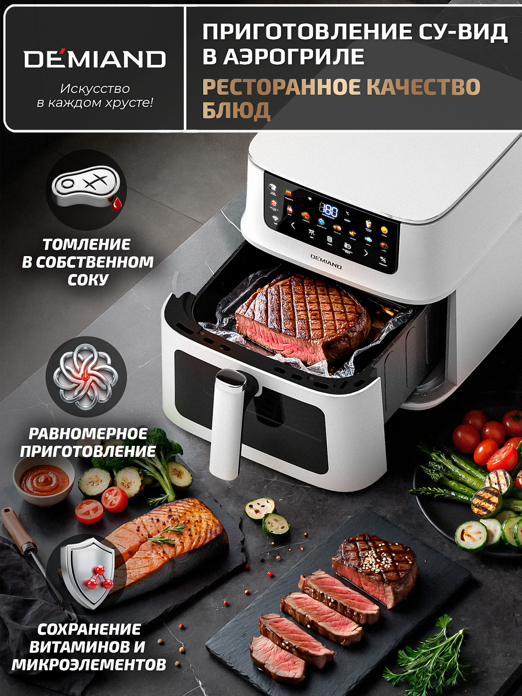 картинка Аэрогриль DEMIAND LUNEO DK-2700/Белый с Wi-Fi управлением
