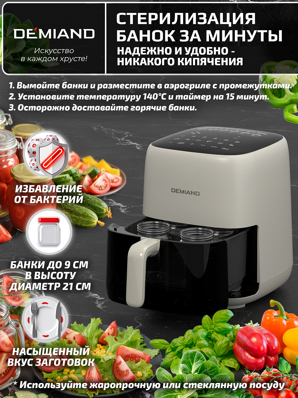 картинка Аэрогриль DEMIAND TARVIN DK-5200/Бежевый с Wi-Fi управлением