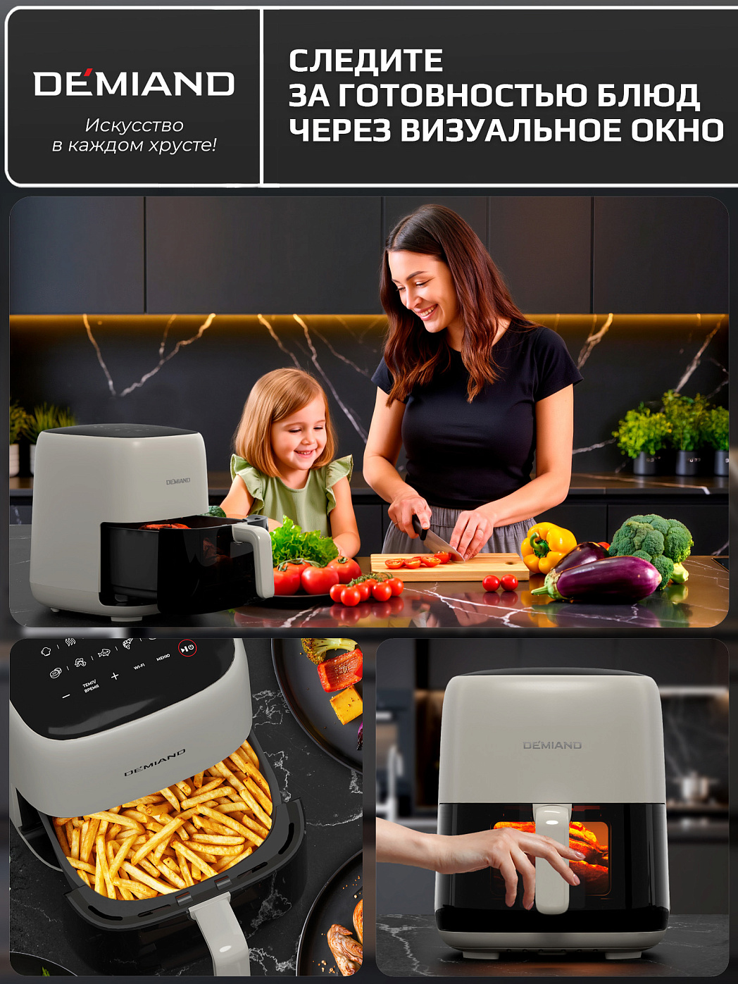 картинка Аэрогриль DEMIAND TARVIN DK-5200/Бежевый с Wi-Fi управлением