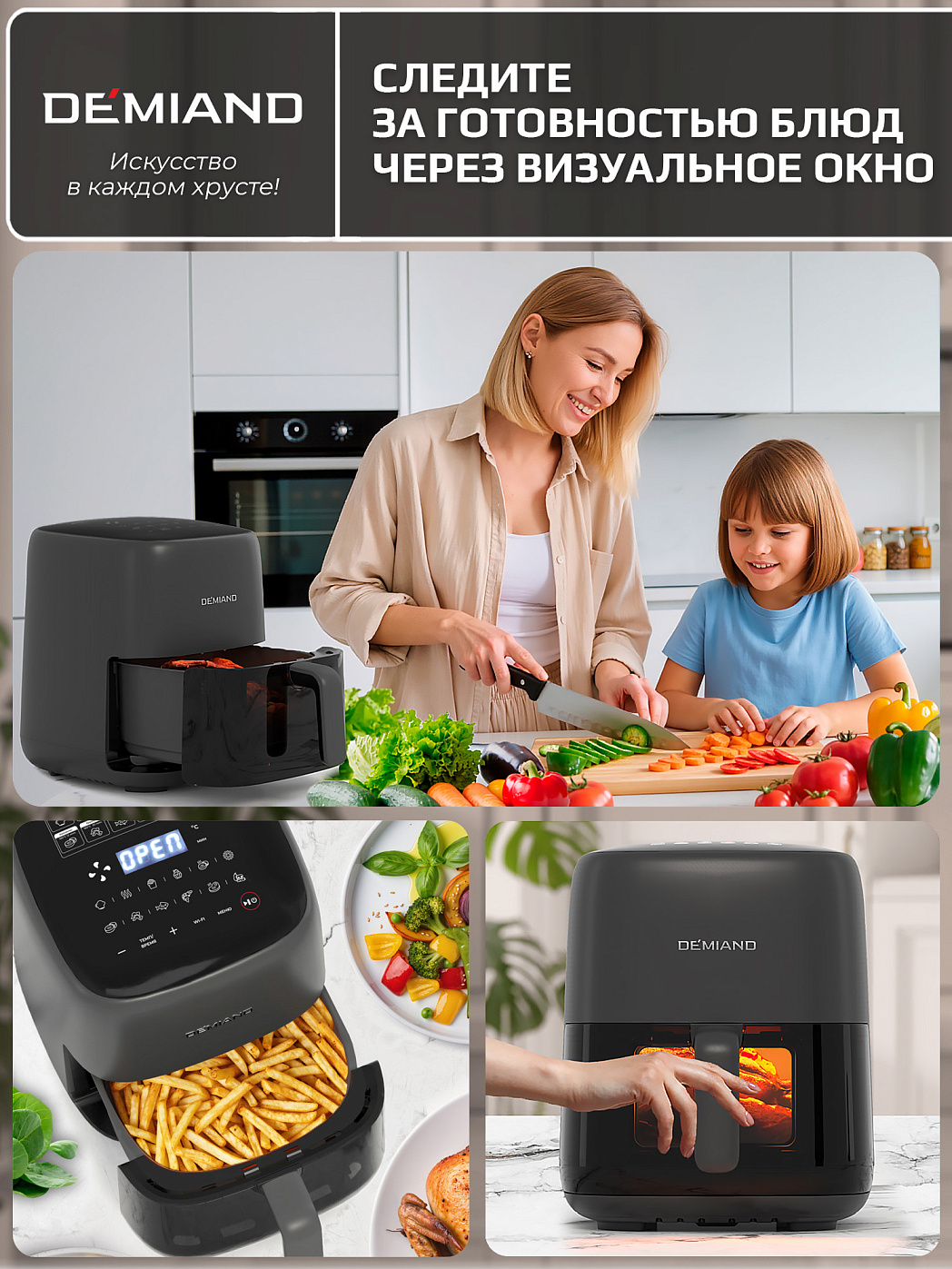 картинка Аэрогриль DEMIAND TARVIN DK-5200/Черный с Wi-Fi управлением