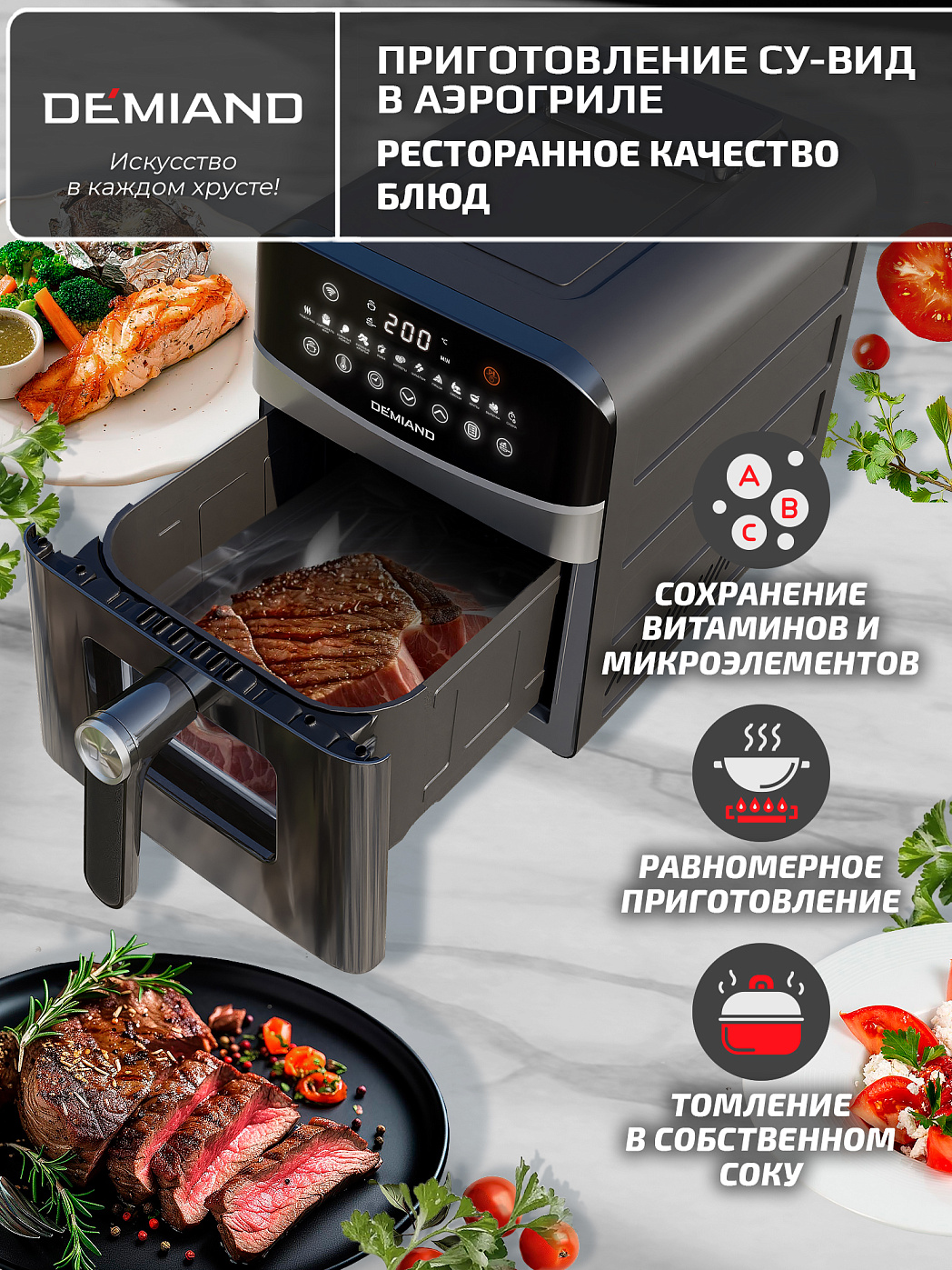 картинка Аэрогриль DEMIAND SANDERS MAX DK-2400/Черный-Wifi