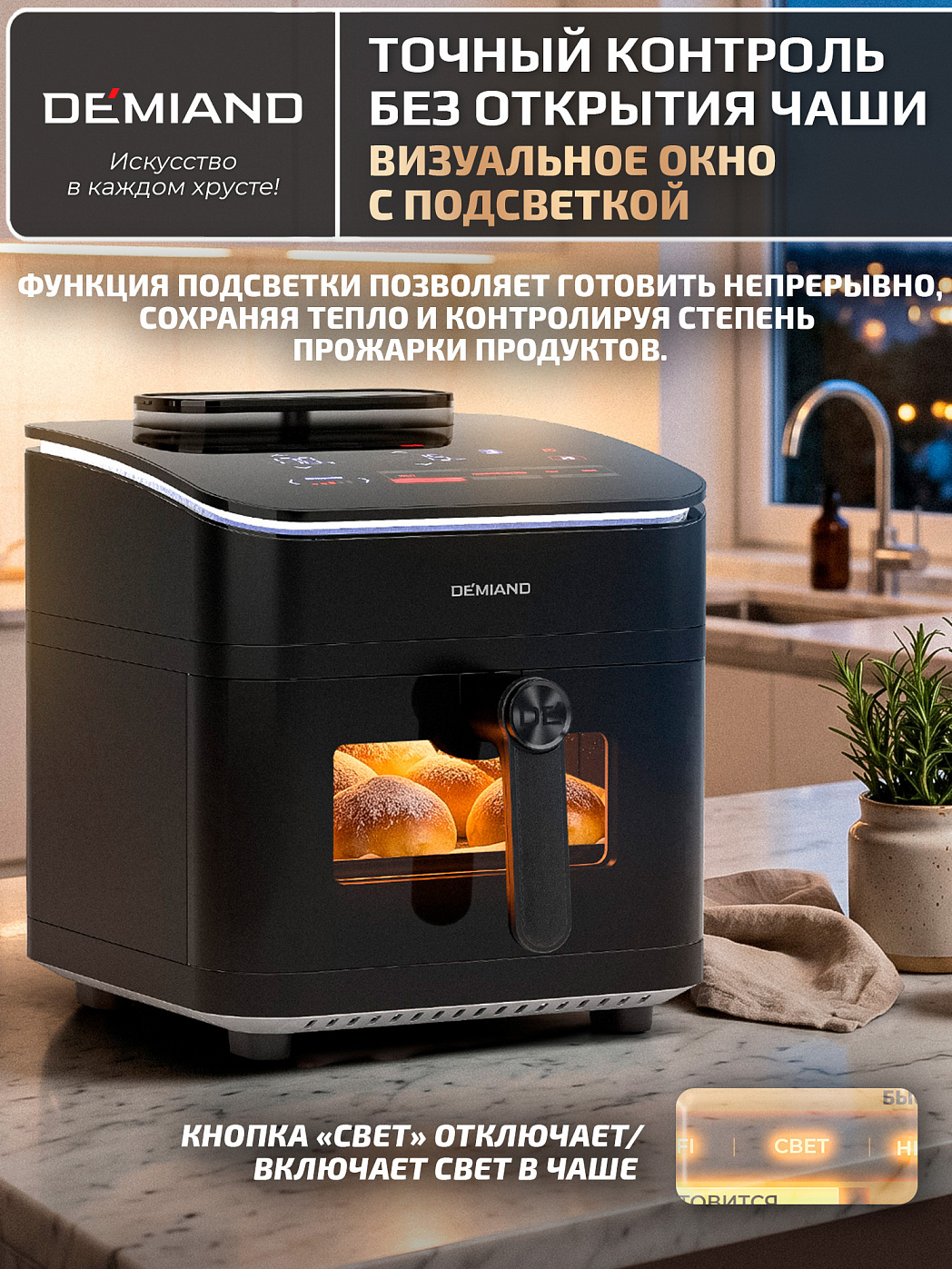 картинка Аэрогриль DEMIAND HARRINGTON DK-5100/Черный с Wi-Fi управлением