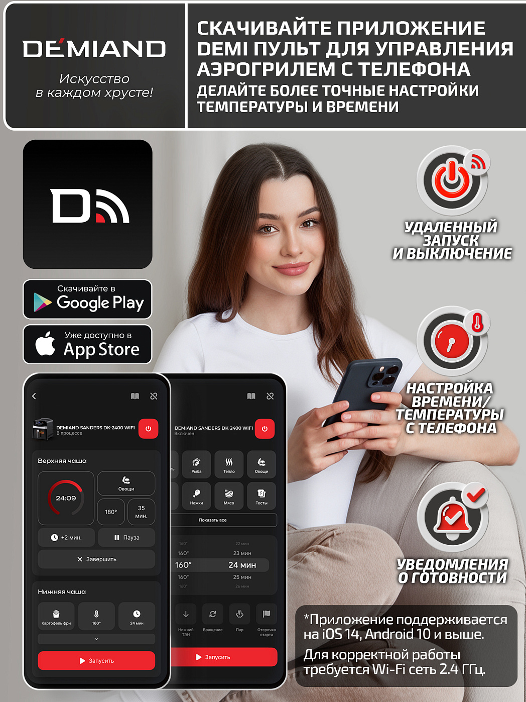 картинка Аэрогриль DEMIAND SANDERS MAX DK-2400/Черный-Wifi
