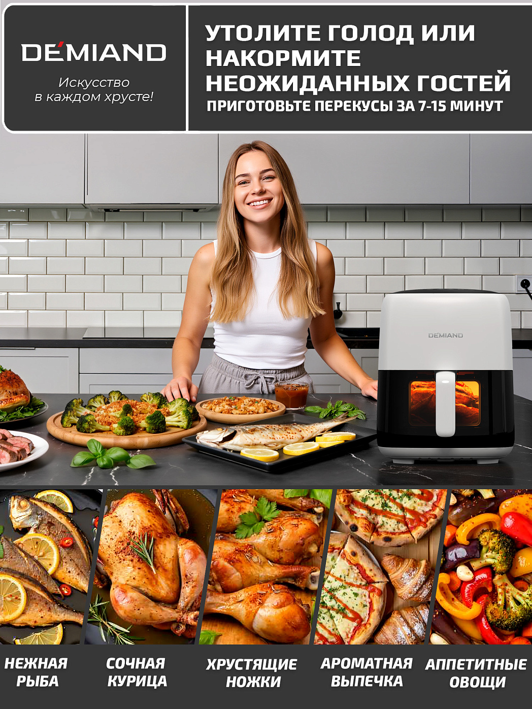 картинка Аэрогриль DEMIAND TARVIN DK-5200/Белый с Wi-Fi управлением