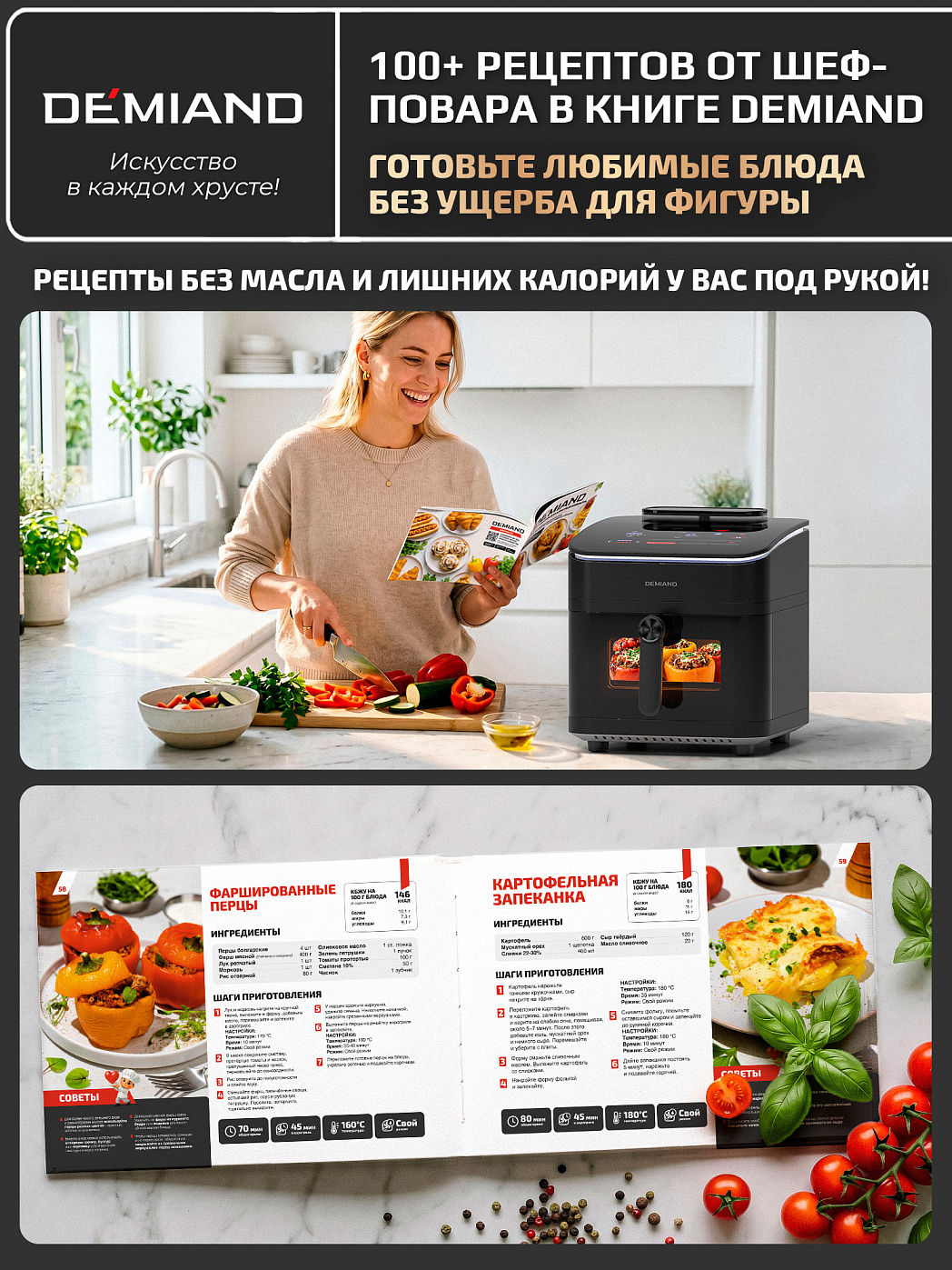 картинка Аэрогриль DEMIAND HARRINGTON DK-5100/Черный с Wi-Fi управлением