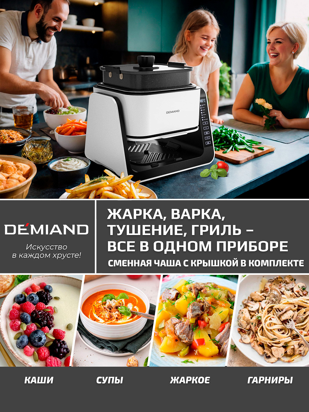 картинка Комбинированный Аэрогриль Трансформер DEMIAND COMBO DK-2600/Белый