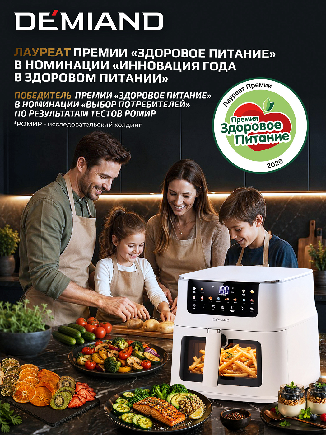 картинка Аэрогриль DEMIAND LUNEO DK-2700/Белый с Wi-Fi управлением
