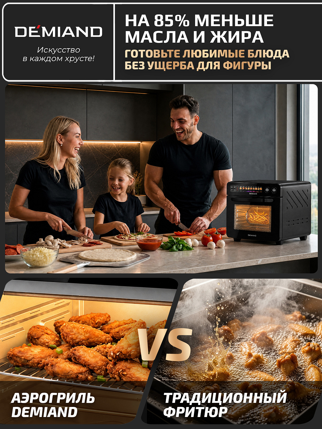 картинка Аэрогриль DEMIAND ALUXIO DO-E1000/Черный с Wi-Fi управлением