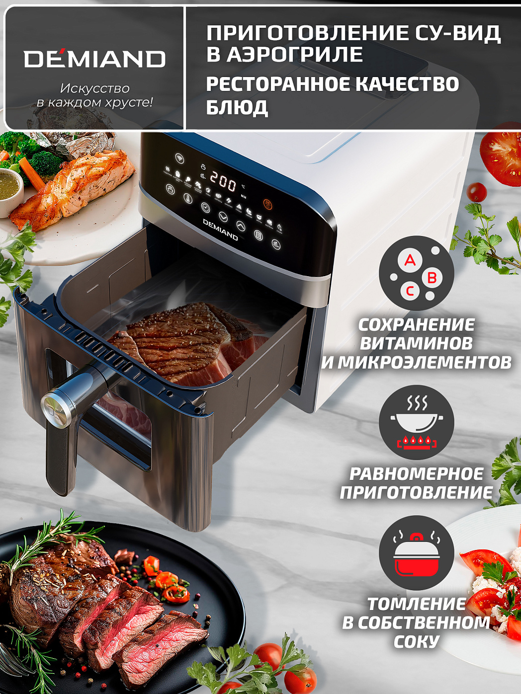 картинка Аэрогриль DEMIAND SANDERS MAX DK-2400/Белый-Wifi