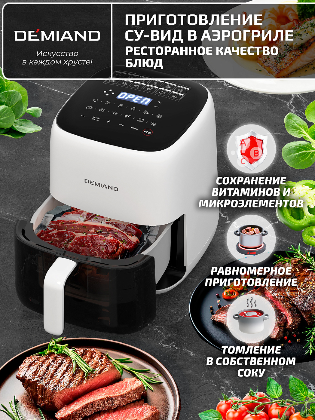картинка Аэрогриль DEMIAND TARVIN DK-5200/Белый с Wi-Fi управлением