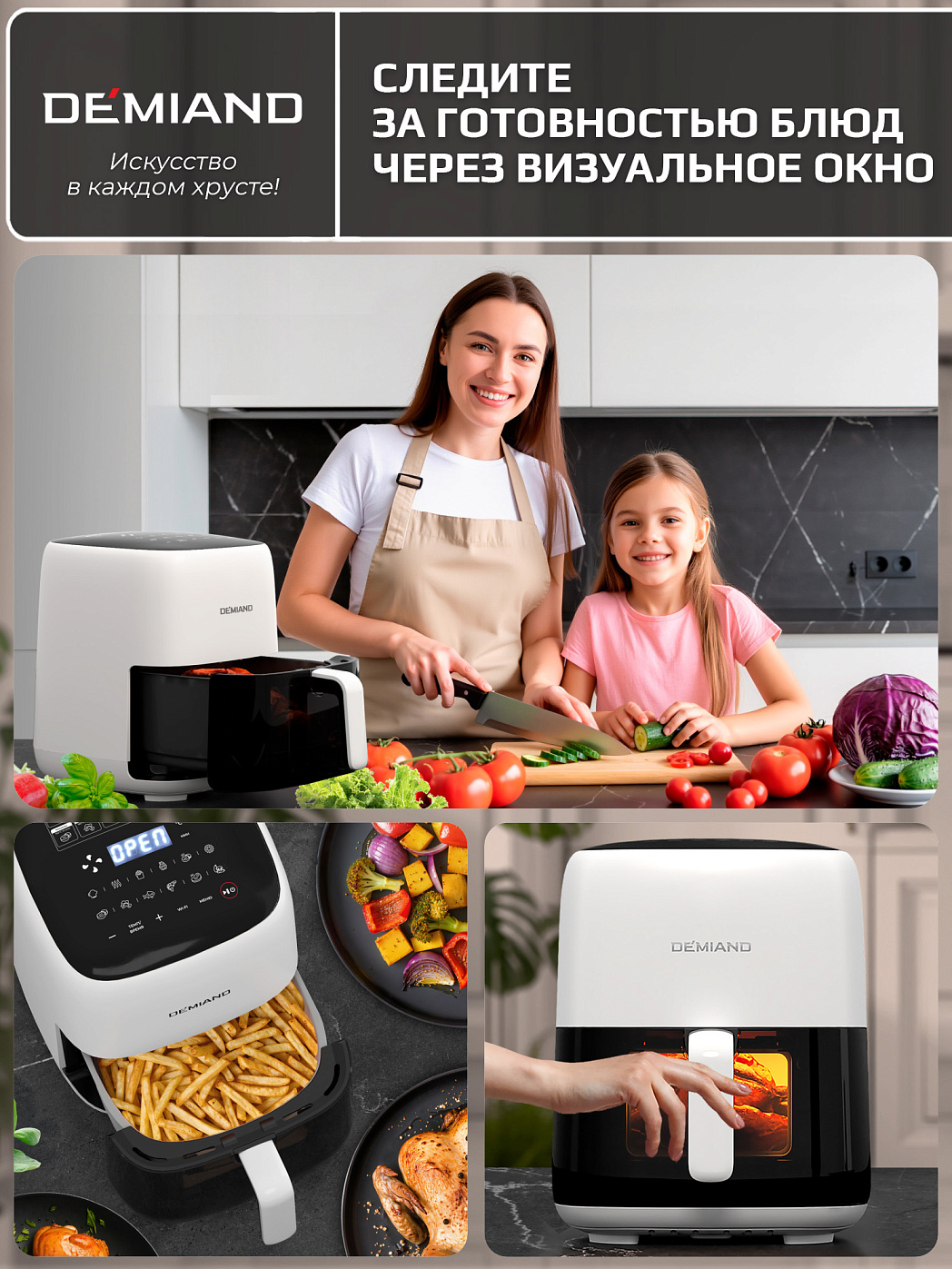 картинка Аэрогриль DEMIAND TARVIN DK-5200/Белый с Wi-Fi управлением