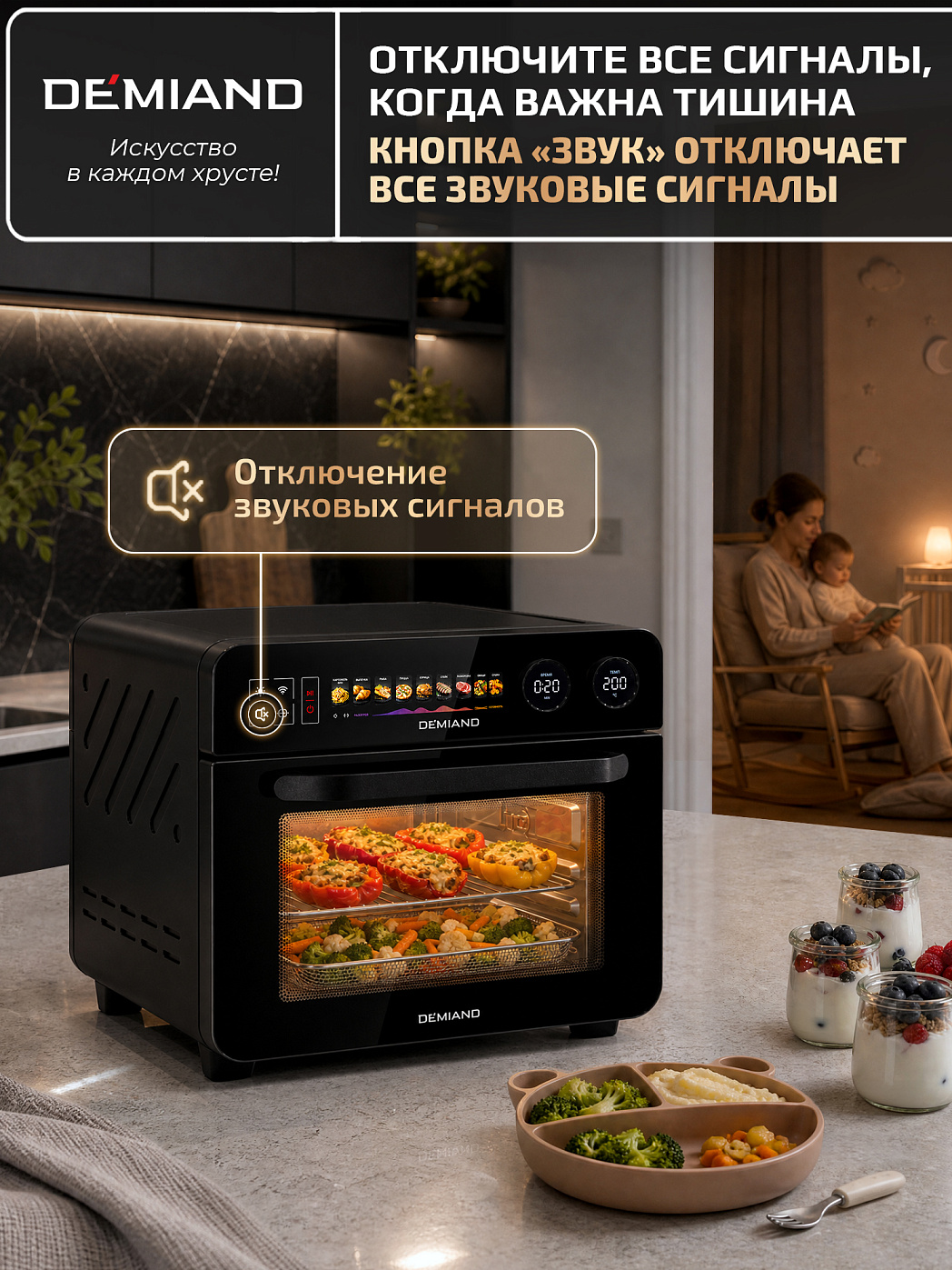 картинка Аэрогриль DEMIAND ALUXIO DO-E1000/Черный с Wi-Fi управлением