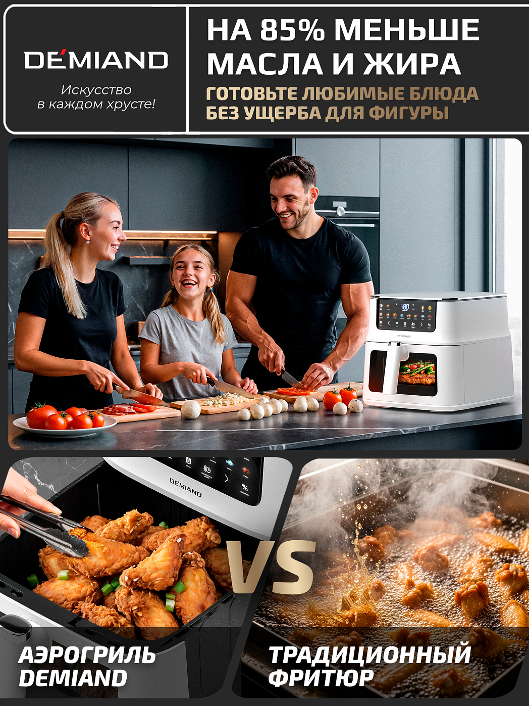 картинка Аэрогриль DEMIAND LUNEO DK-2700/Белый с Wi-Fi управлением