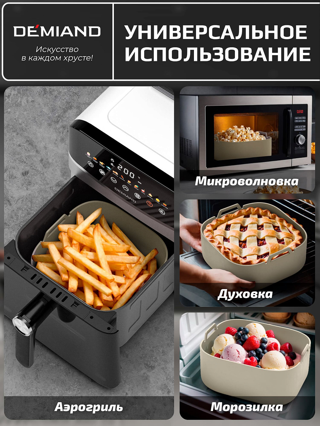 картинка Форма для запекания и выпечки АА-146/Бежевая к аэрогрилям DEMIAND