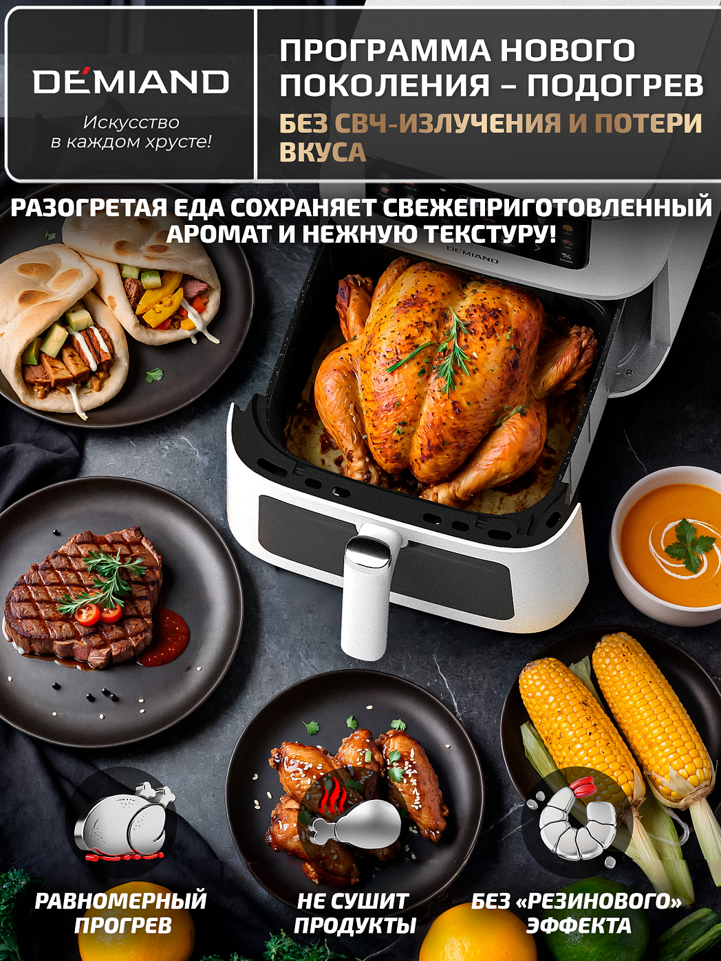 картинка Аэрогриль DEMIAND LUNEO DK-2700/Белый с Wi-Fi управлением