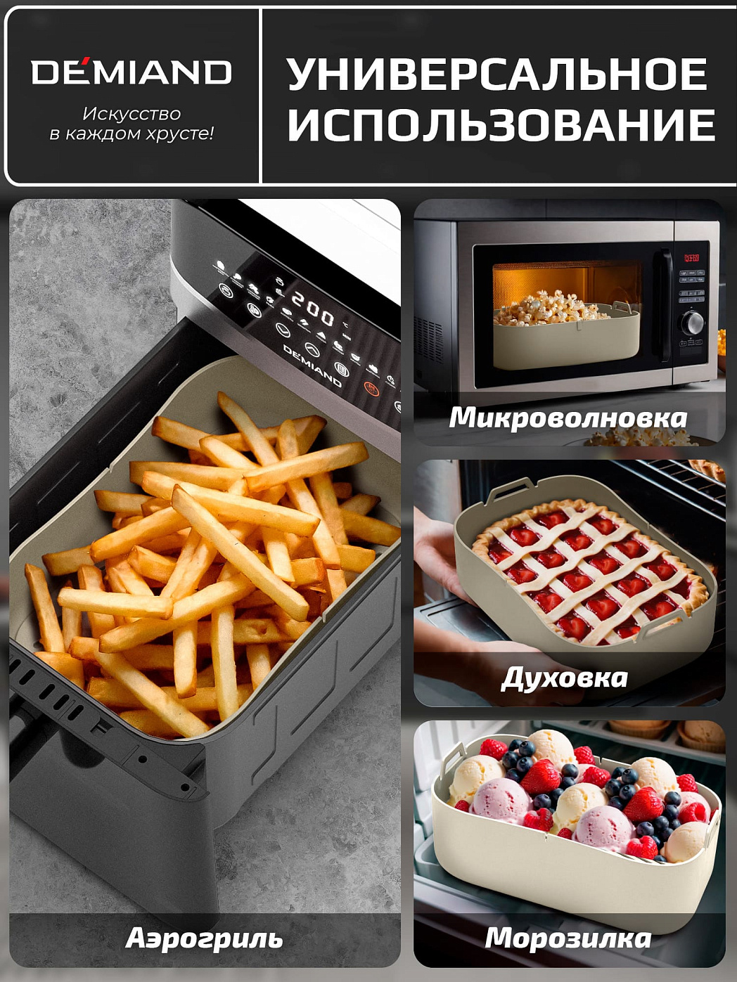 картинка Форма для запекания и выпечки АА-147/Бежевая к аэрогрилям DEMIAND