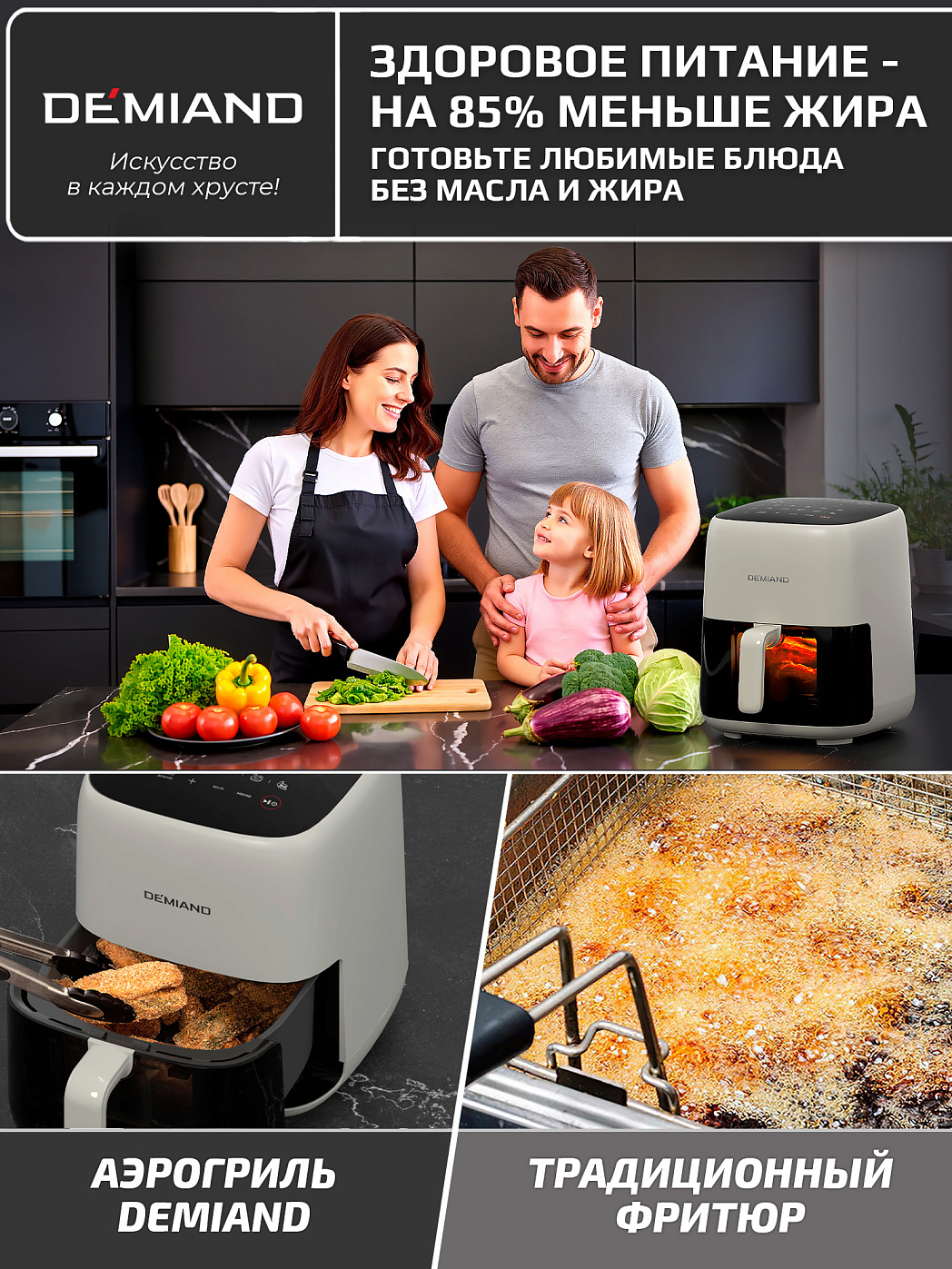 картинка Аэрогриль DEMIAND TARVIN DK-5200/Бежевый с Wi-Fi управлением