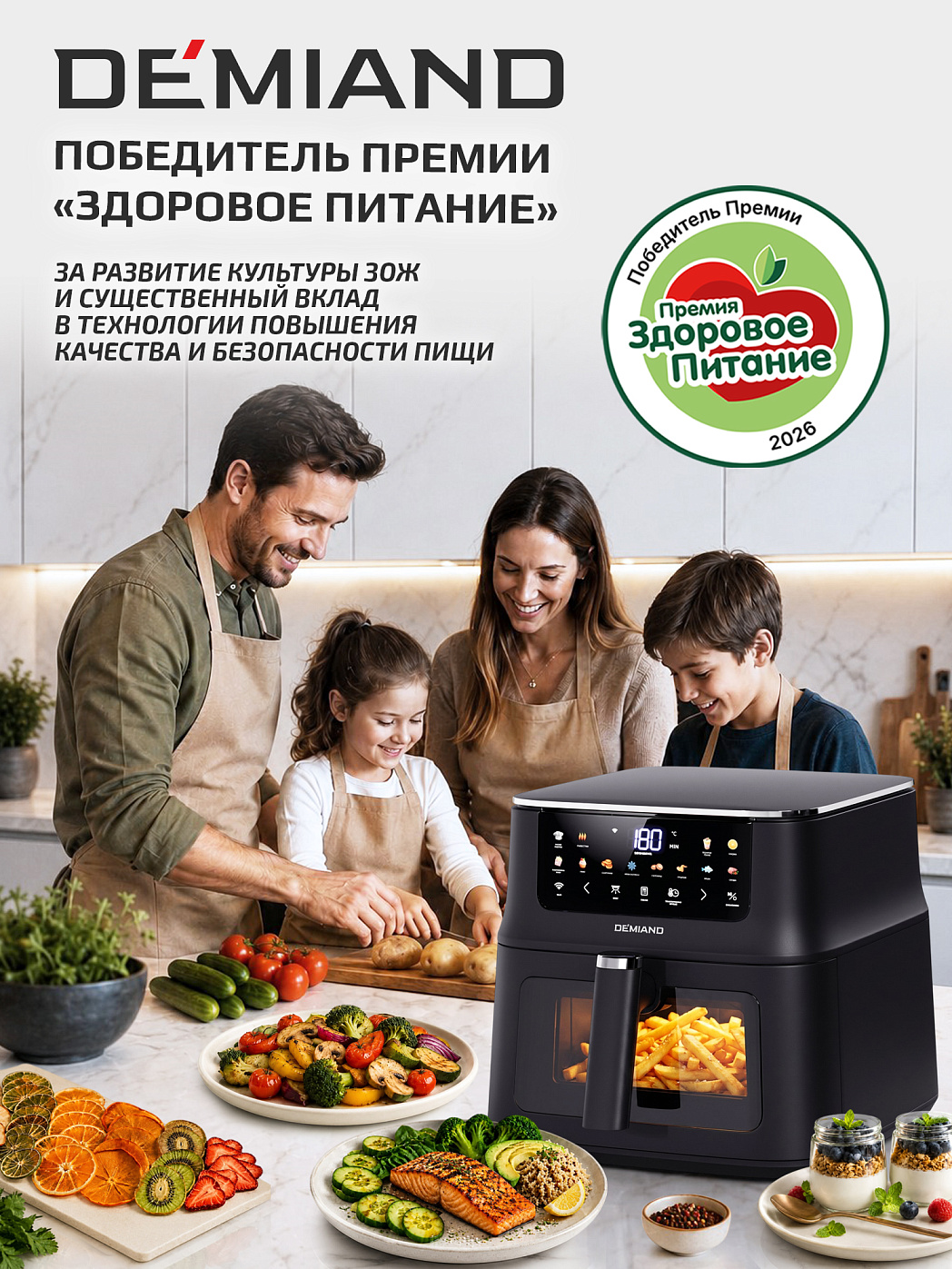 картинка Аэрогриль DEMIAND LUNEO DK-2700/Черный с Wi-Fi управлением
