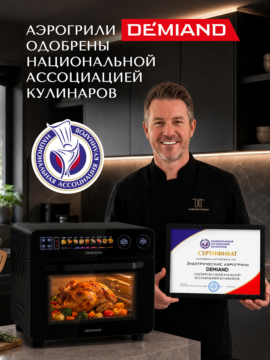 картинка Аэрогриль DEMIAND ALUXIO DO-E1000/Черный с Wi-Fi управлением