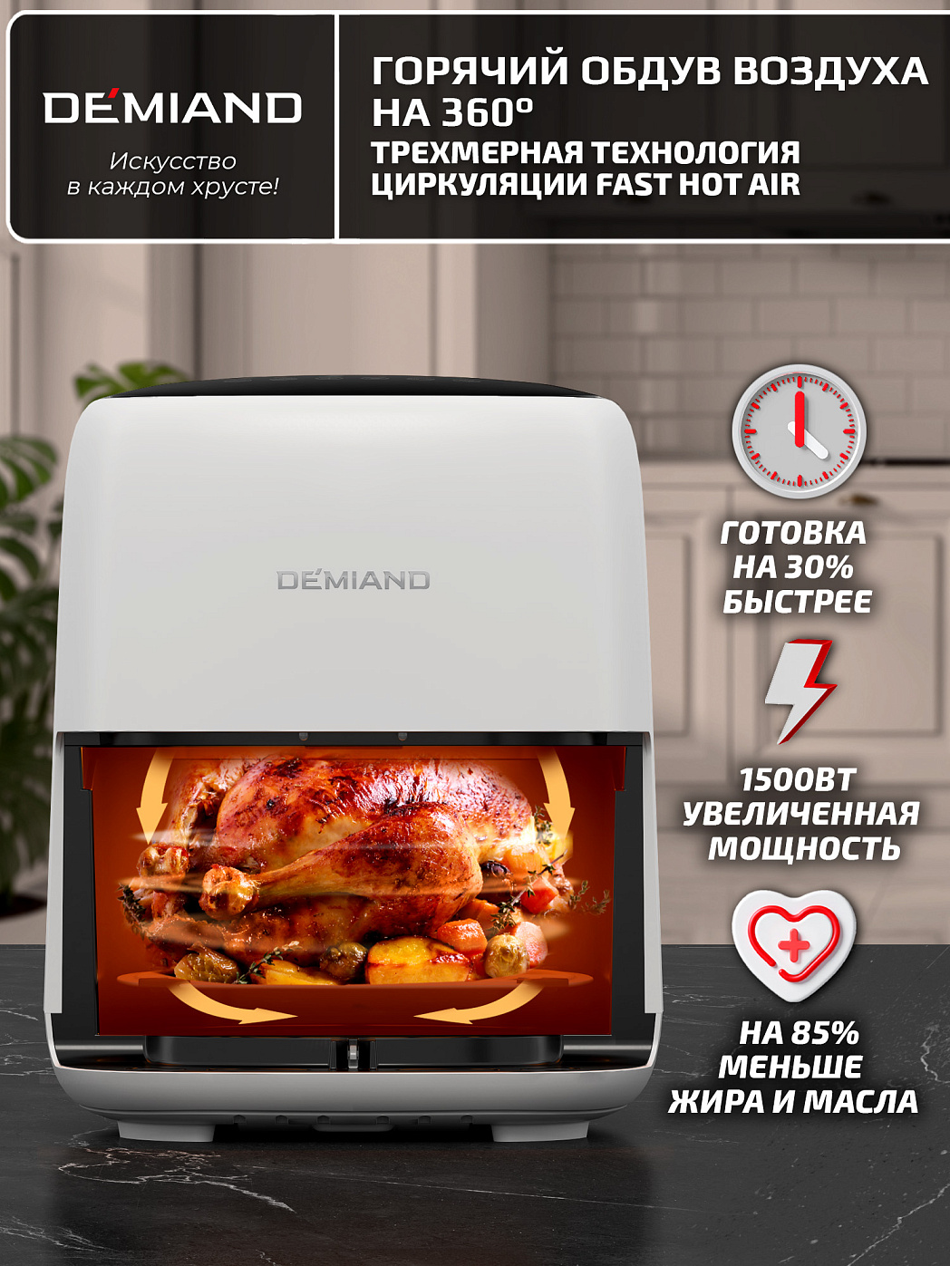 картинка Аэрогриль DEMIAND TARVIN DK-5200/Белый с Wi-Fi управлением