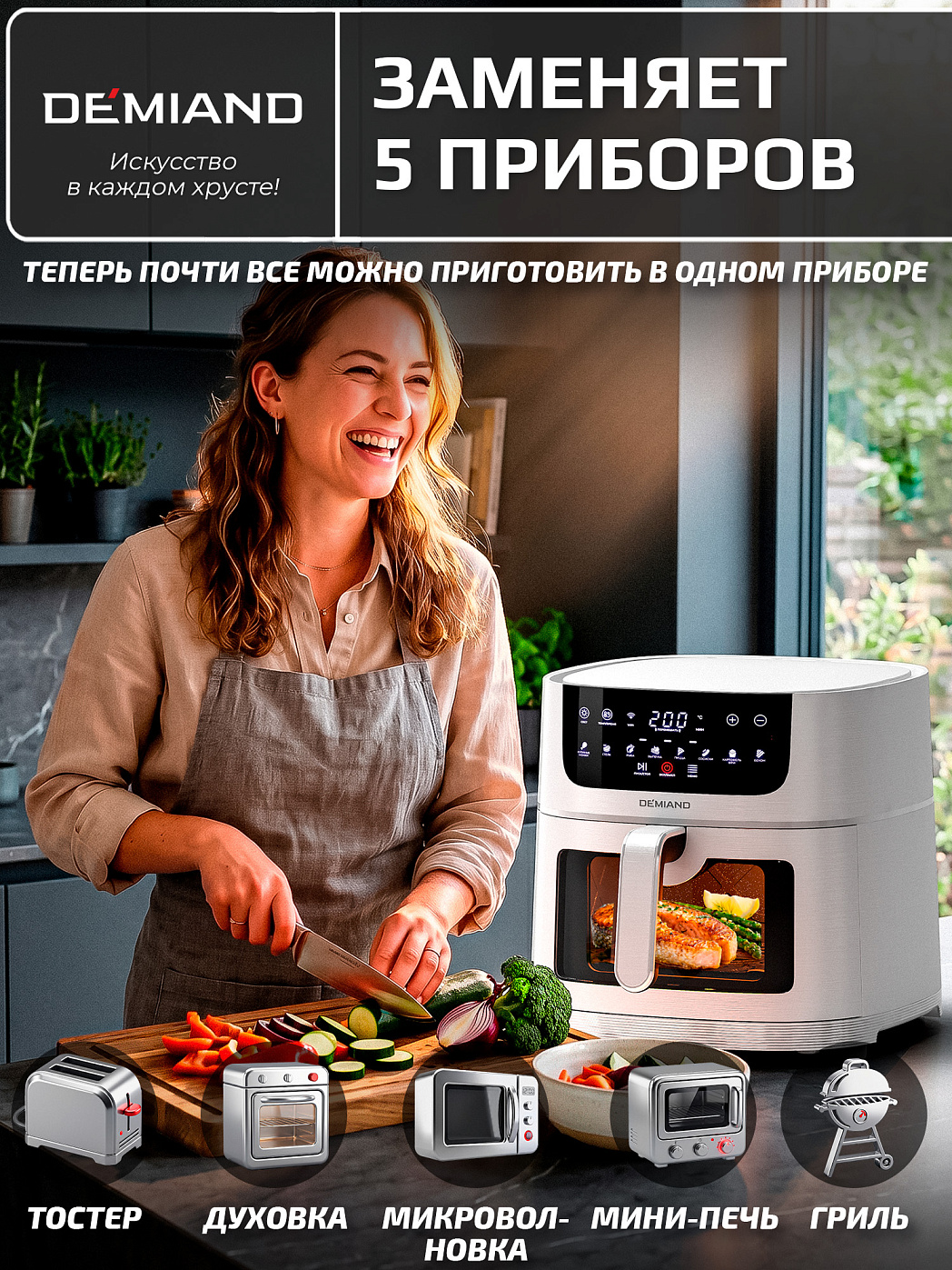картинка Аэрогриль DEMIAND KRISPER DK-5300/Белый с Wi-Fi управлением
