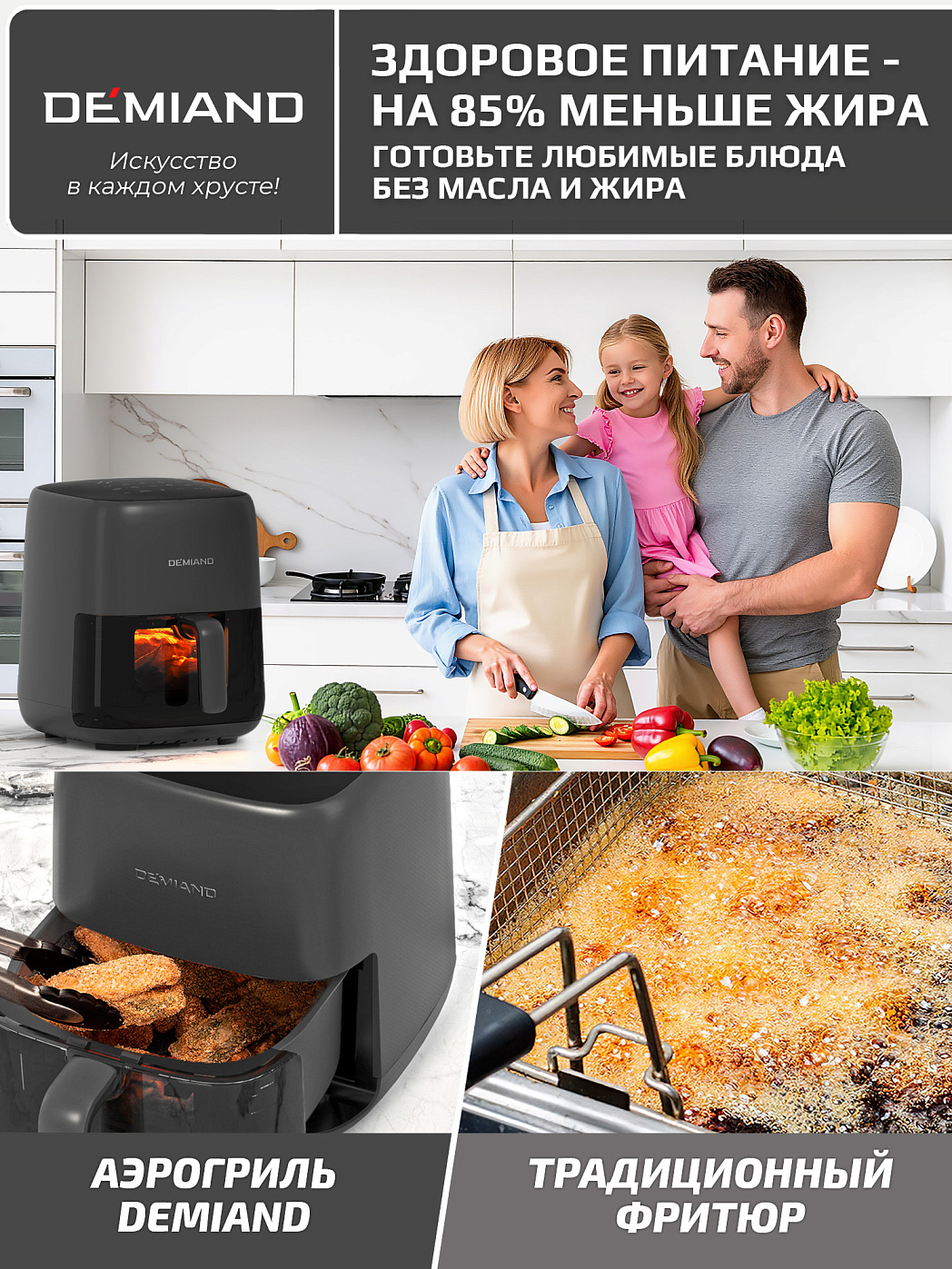 картинка Аэрогриль DEMIAND TARVIN DK-5200/Черный с Wi-Fi управлением