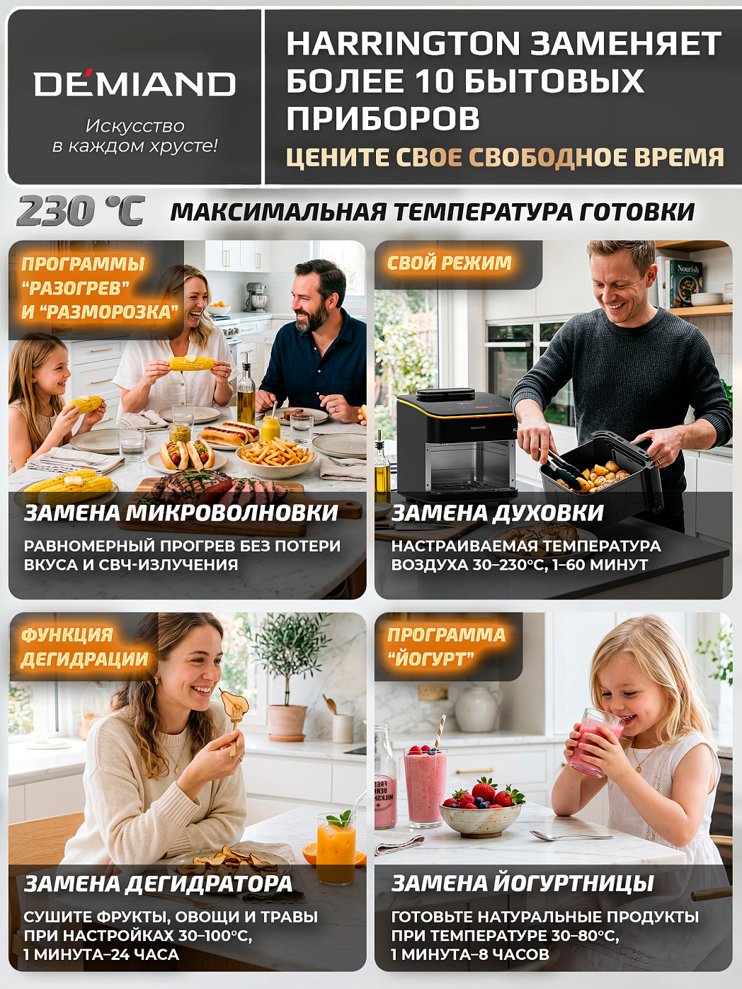 картинка Аэрогриль DEMIAND HARRINGTON DK-5100/Черный с Wi-Fi управлением