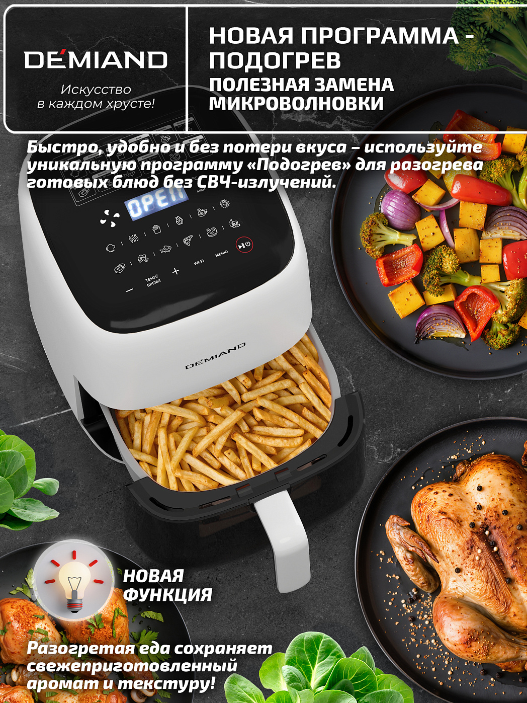 картинка Аэрогриль DEMIAND TARVIN DK-5200/Белый с Wi-Fi управлением