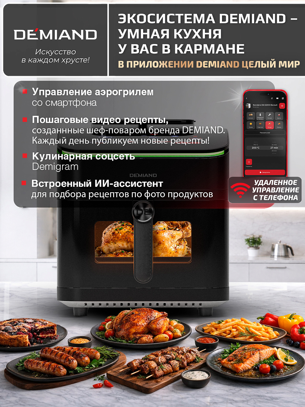 картинка Аэрогриль DEMIAND HARRINGTON DK-5100/Черный с Wi-Fi управлением