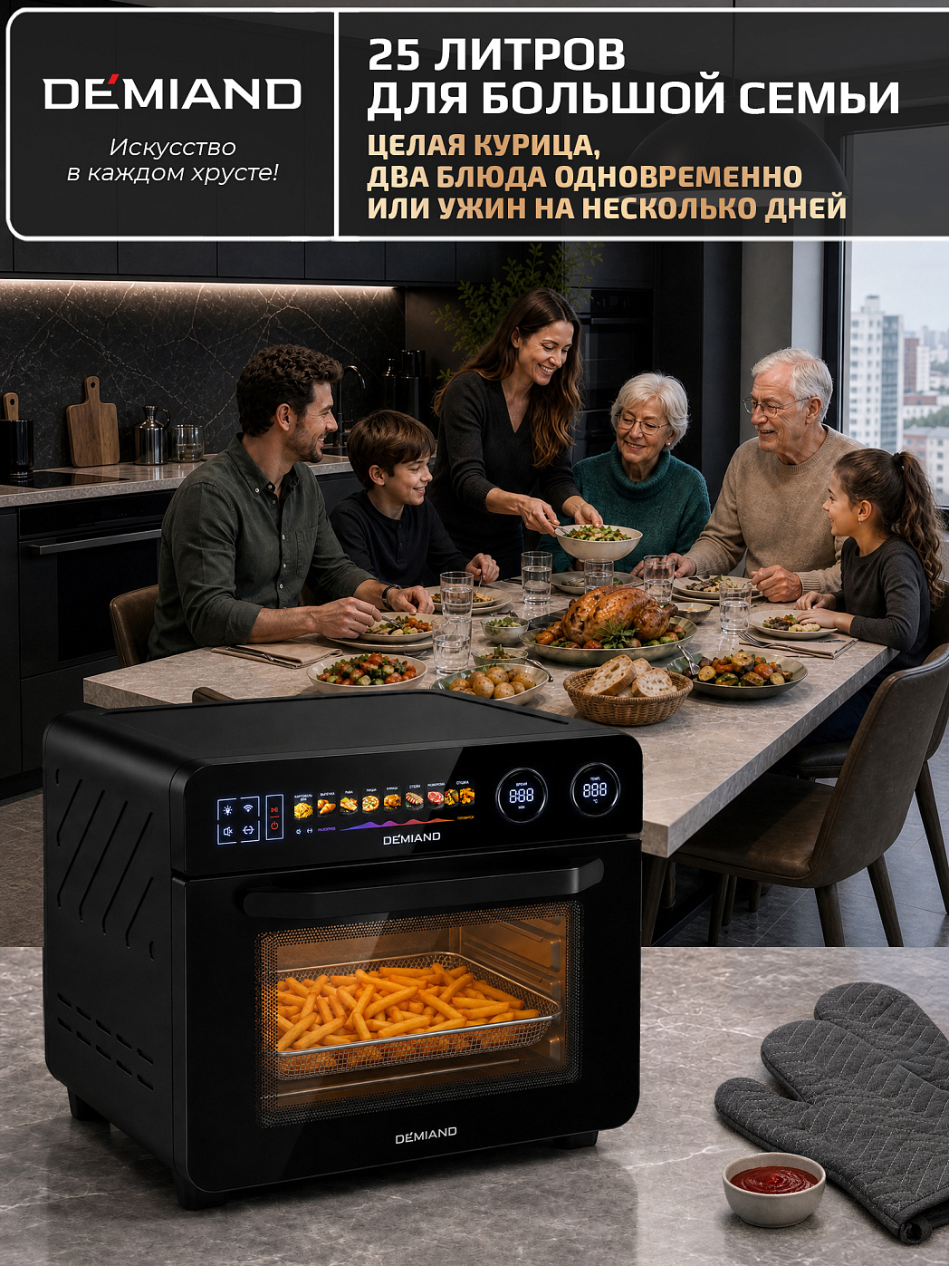 картинка Аэрогриль DEMIAND ALUXIO DO-E1000/Черный с Wi-Fi управлением