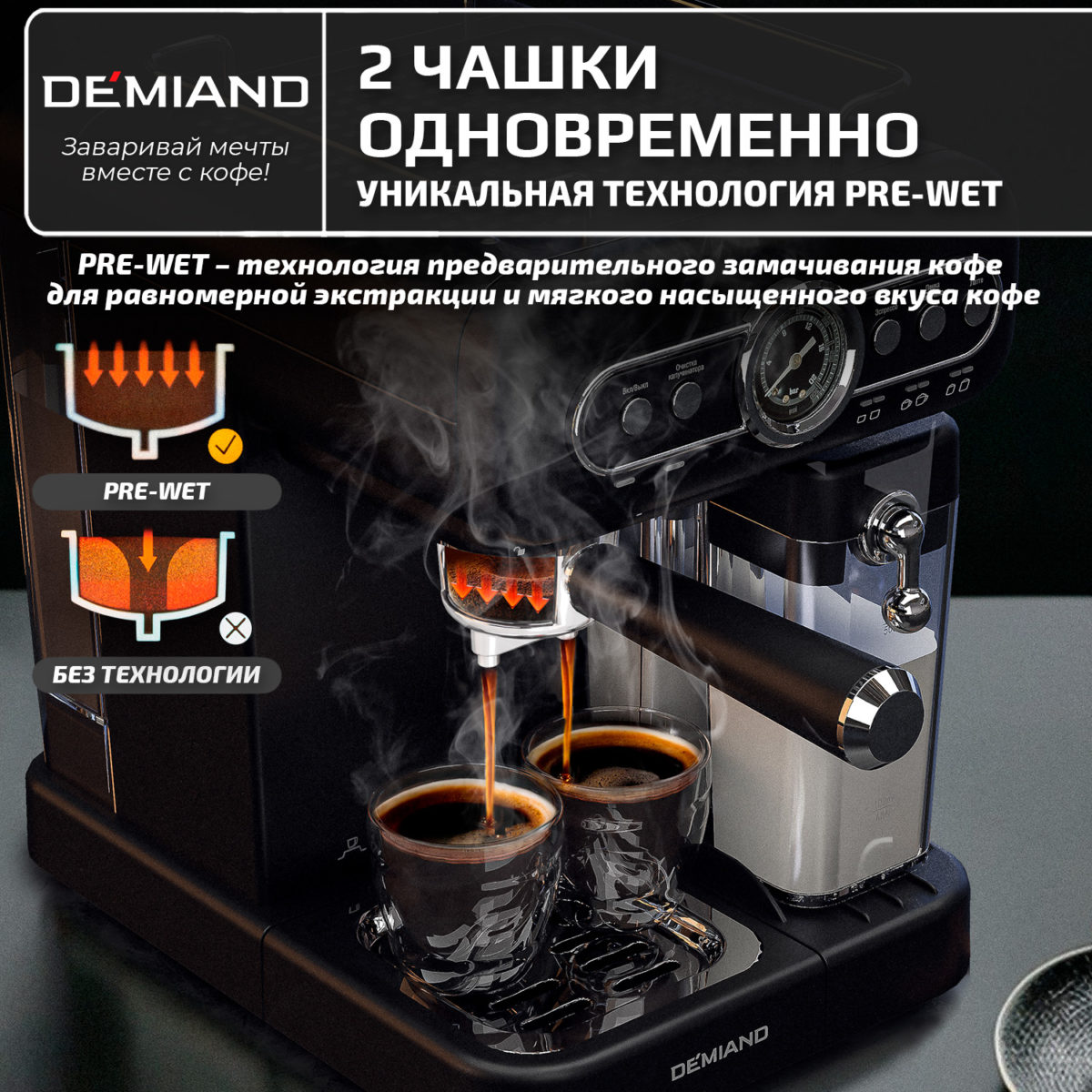 Кофеварка рожковая RETRO DEMIAND 3 В 1 С АВТОМАТИЧЕСКИМ КАПУЧИНАТОРОМ для приготовления напитков эспрессо, капучино, латте и просто молочной пены, с 3-мя сменными фильтрами - для молотого кофе (на 1 и 2 эспрессо), для чалд (фильтр-пакетов с кофе) и капсул Nespresso, 7 автоматических программ, подогрев чашек, сенсорное управление, итальянская помпа с давлением 20 бар, мощность 1350 Вт, книга бариста, KF-3200 — изображение 13