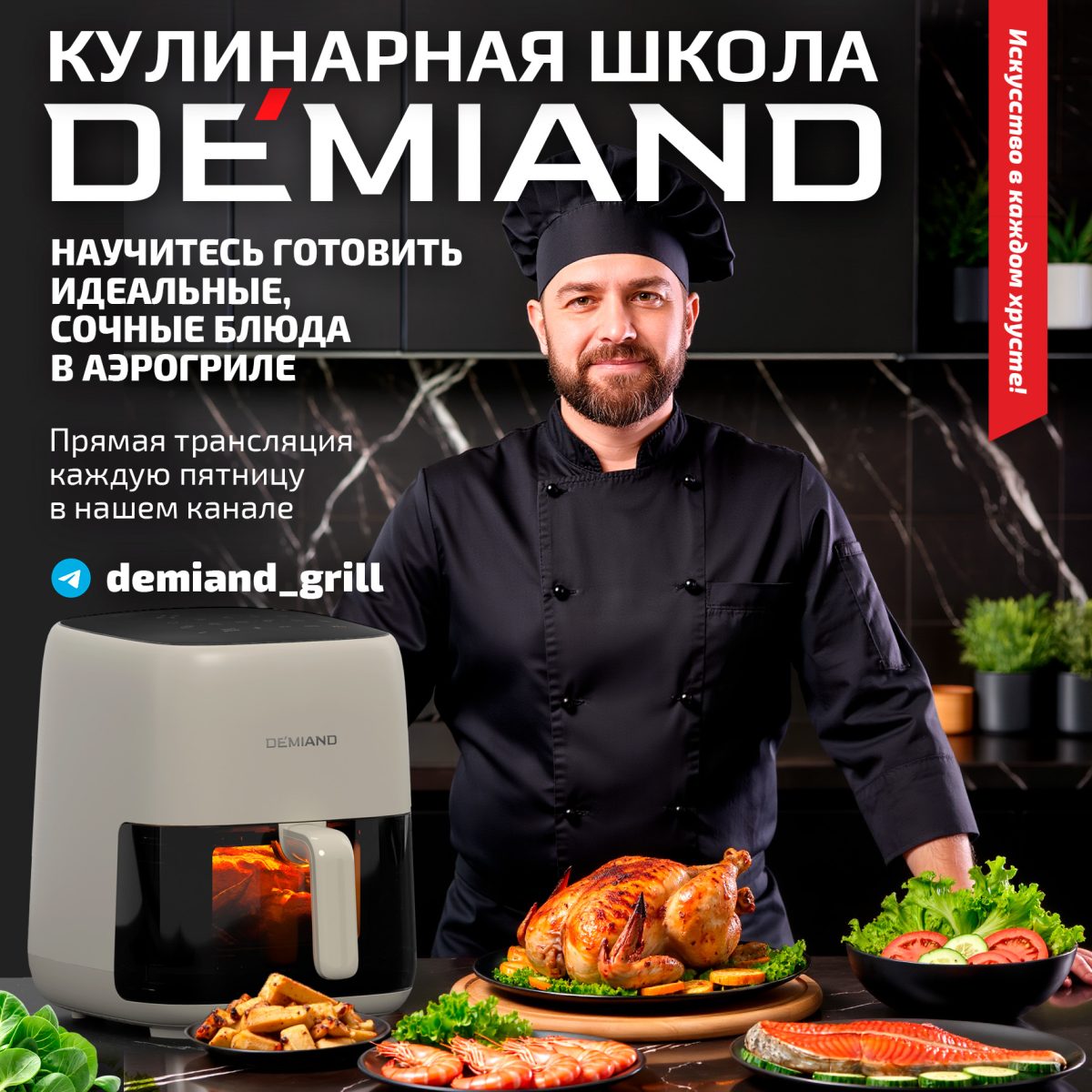 Аэрогриль DEMIAND TARVIN с Wi-Fi, управлением через приложение, с функциями фритюрницы, гриля, духовки, тостера, мини-печи, сенсорная панель управления, съемная решетка, визуальное окно, керамическое покрытие, 12 автоматических программ, разогрев, подсветка, книга рецептов, объем 4,5 литра, 1500Вт, DK-5200/Бежевый — изображение 7