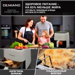 Аэрогриль DEMIAND TARVIN с Wi-Fi, управлением через приложение, с функциями фритюрницы, гриля, духовки, тостера, мини-печи, сенсорная панель управления, съемная решетка, визуальное окно, керамическое покрытие, 12 автоматических программ, разогрев, подсветка, книга рецептов, объем 4,5 литра, 1500Вт, DK-5200/Бежевый — изображение 11