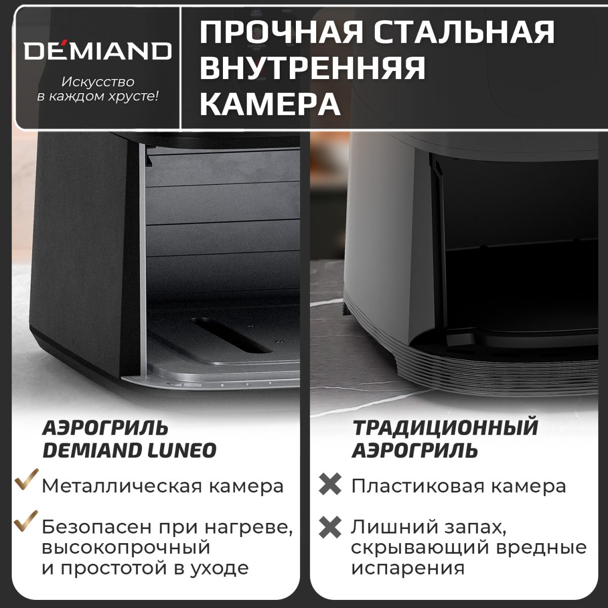 Аэрогриль DEMIAND Luneo с Wi-Fi и управлением через приложение;  с функциями фритюрницы, духовки и микроволновки без СВЧ-излучения — изображение 20